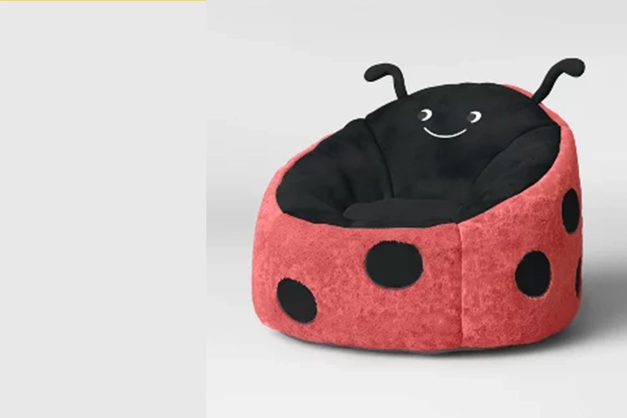 Fauteuil poire enfant en forme de coccinelle rouge et noir