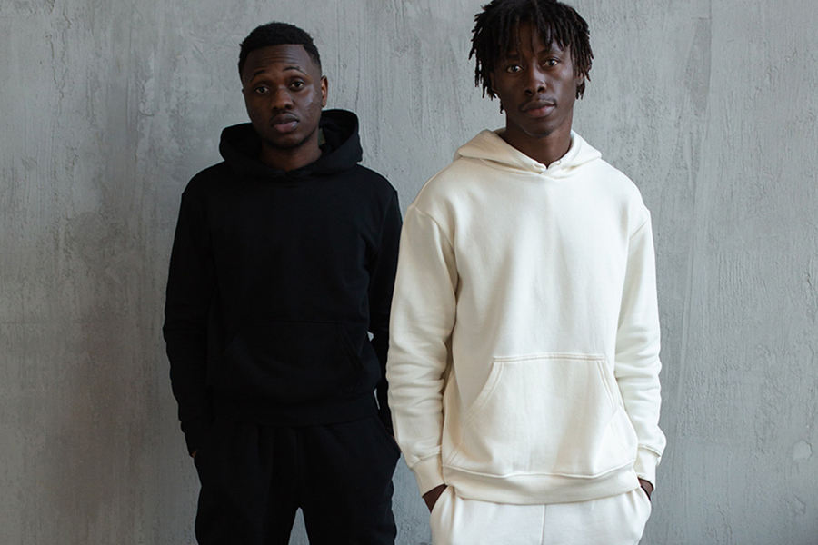 Two young men rocking long-sleeve cocoon cover-ups