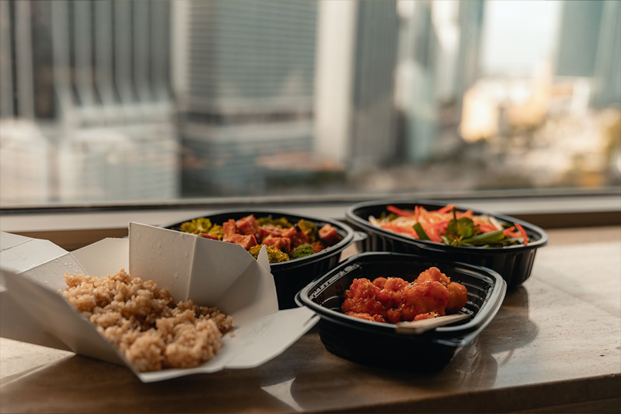 Food on wooden table