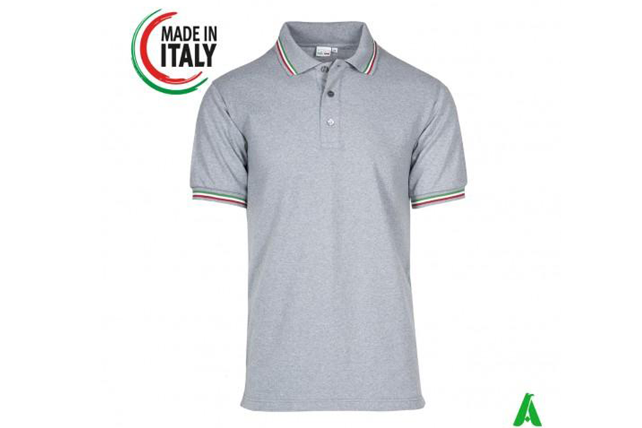 Polo da uomo di manifattura italiana con ricamo personalizzato bandiera tricolore