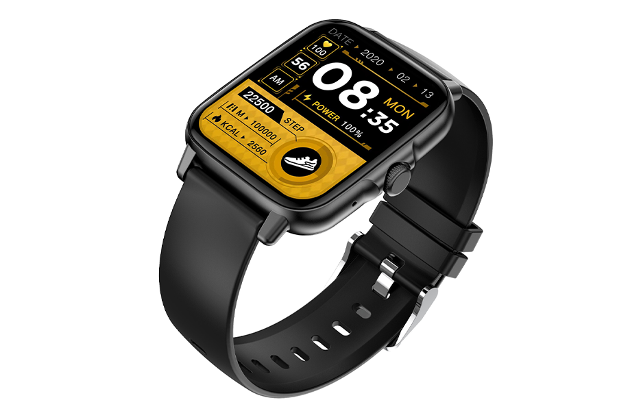 Black accelerometer smartwatch for health monitoring