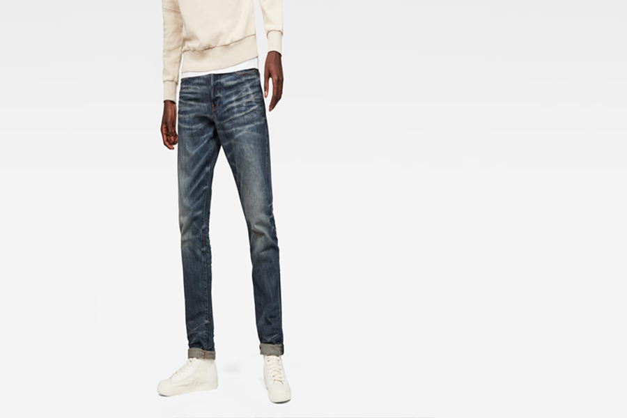 Jeans da uomo in denim di colore scuro