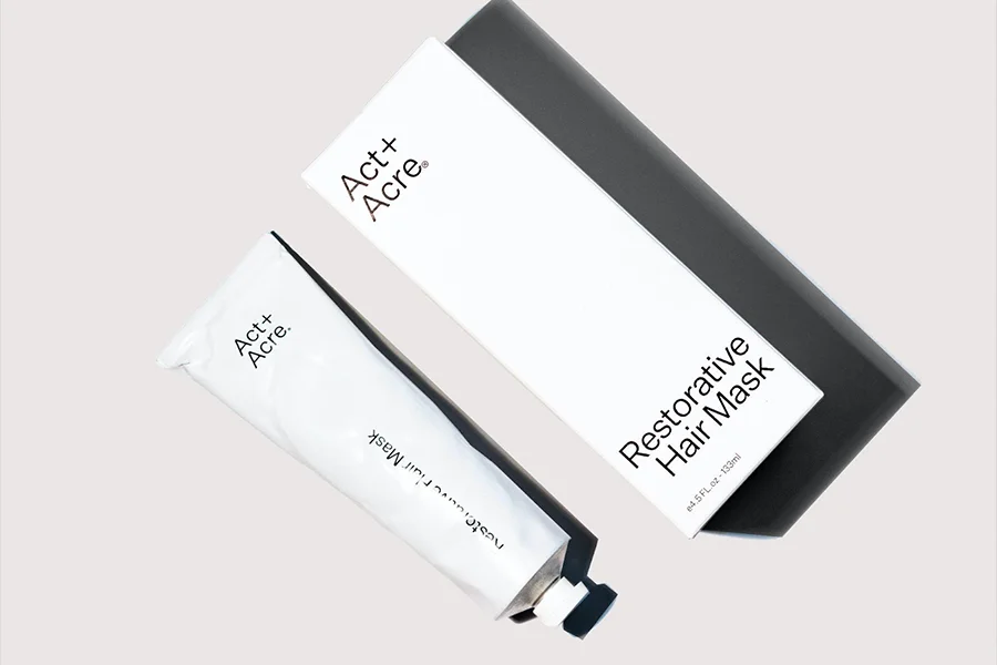 Restorative hair mask in white packaging