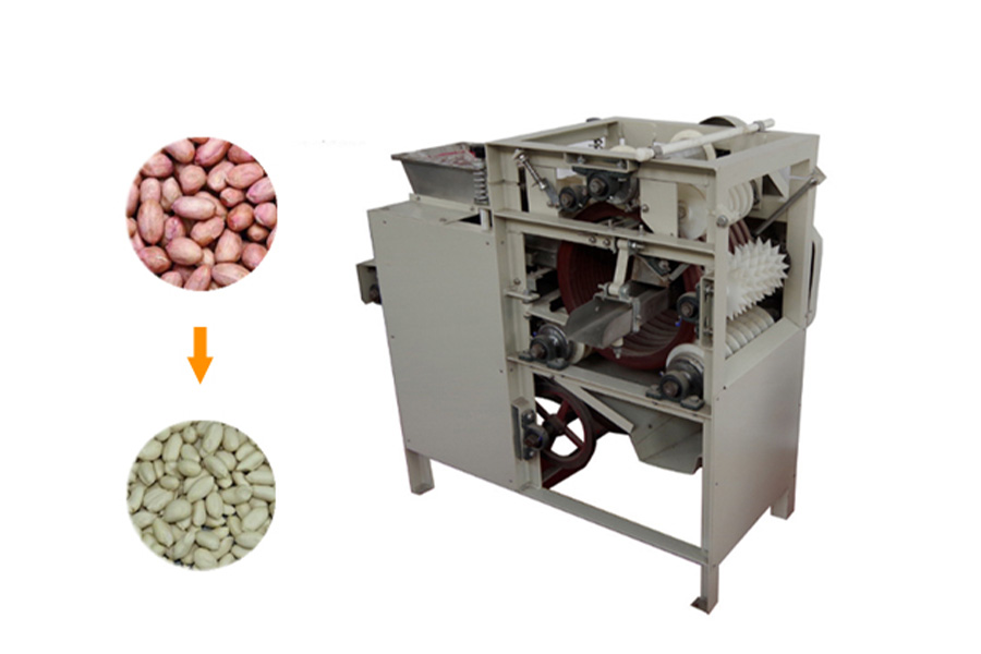 Machine à éplucher le cacao avec un avant et après le produit