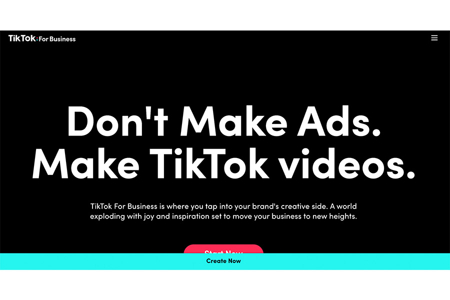 TikTok işletme kullanıcıları için ana sayfa banner'ı