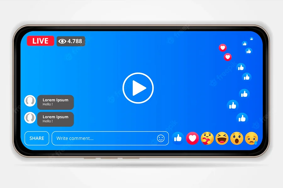 Smartphone che mostra Facebook in diretta streaming