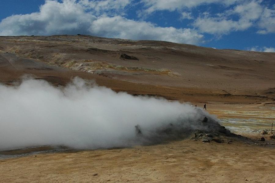 Primo piano di un sito geotermico