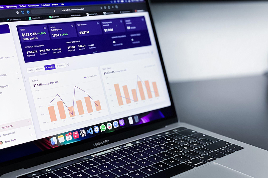 Sales dashboard displayed on a laptop