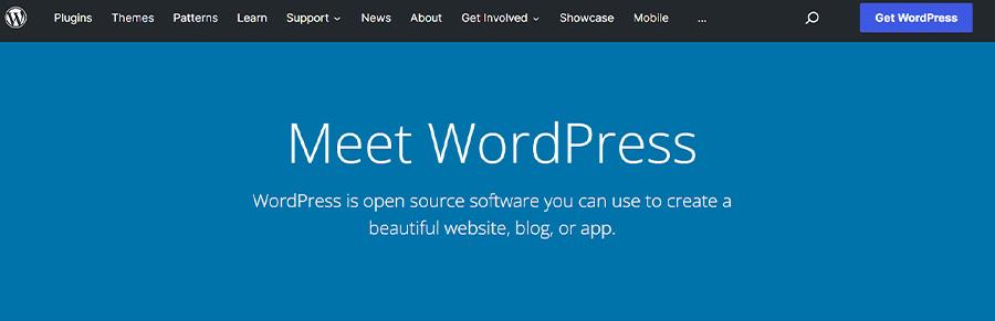 Screenshot dalla home page di WordPress con la possibilità di iscriversi