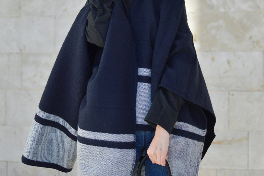 Giacca da donna blu oversize coperta