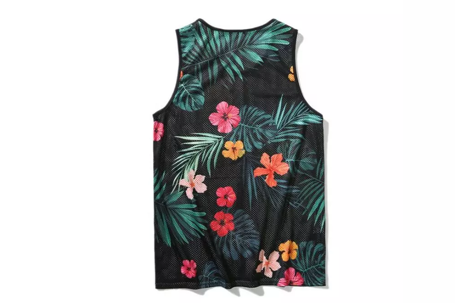 Atmungsaktives Tanktop für Herren mit Blumendruck