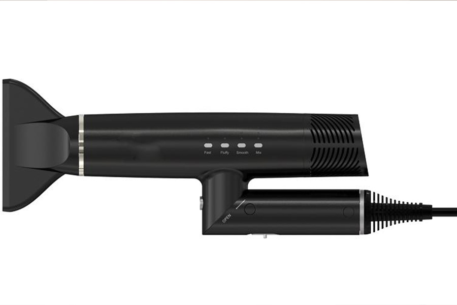 Lightweight, foldable travel hair dryer