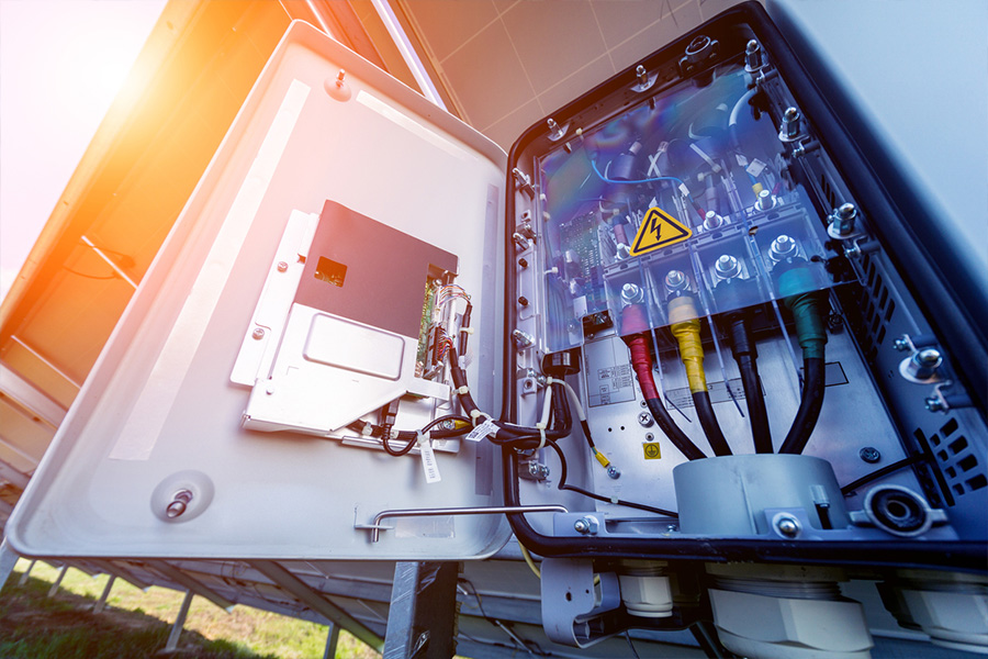 Off-grid solar inverter showing internal components