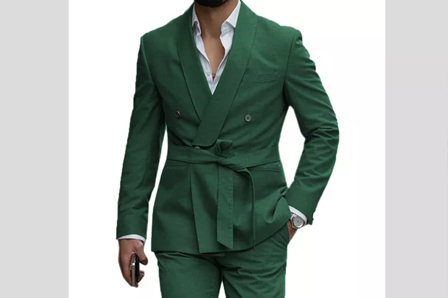 Blazer doppiopetto verde oliva con cinture